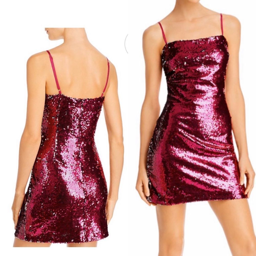 NEW Endless Rose fuchsia Barbiecore sequins slip mini dress M